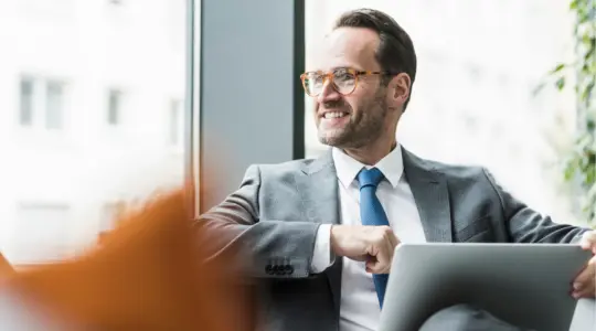 Business man working on laptop